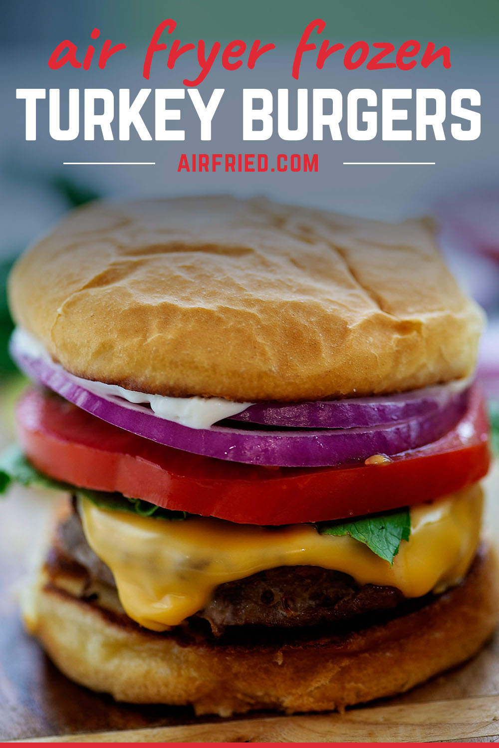 These frozen turkey burgers are a great texture and flavor coming from the air fryer!