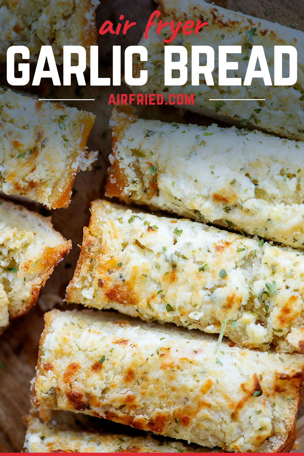 The air fryer garlic cheese bread has a small amount of cheese, but a big cheese taste! Simply amazing!