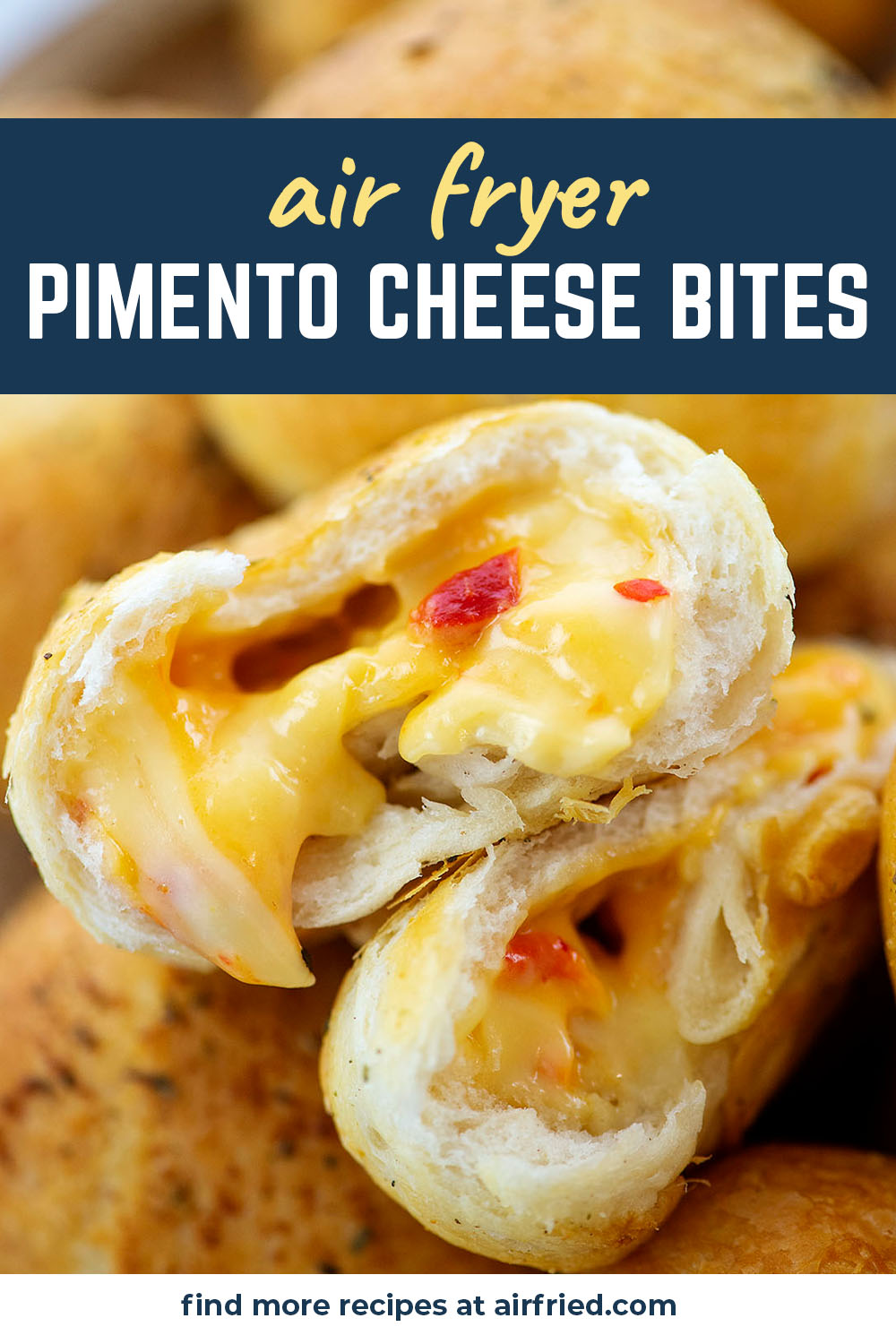 Theese rich, cheeesy pimento cheese bites are super easy to make in your air fryer!