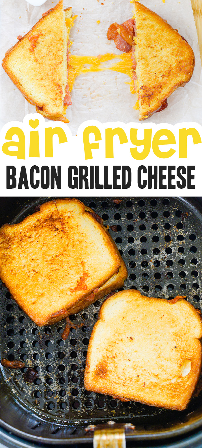 We made this bacon grilled cheese sandwich in the air fryer!  It was really easy and the bread toasted perfectly!
