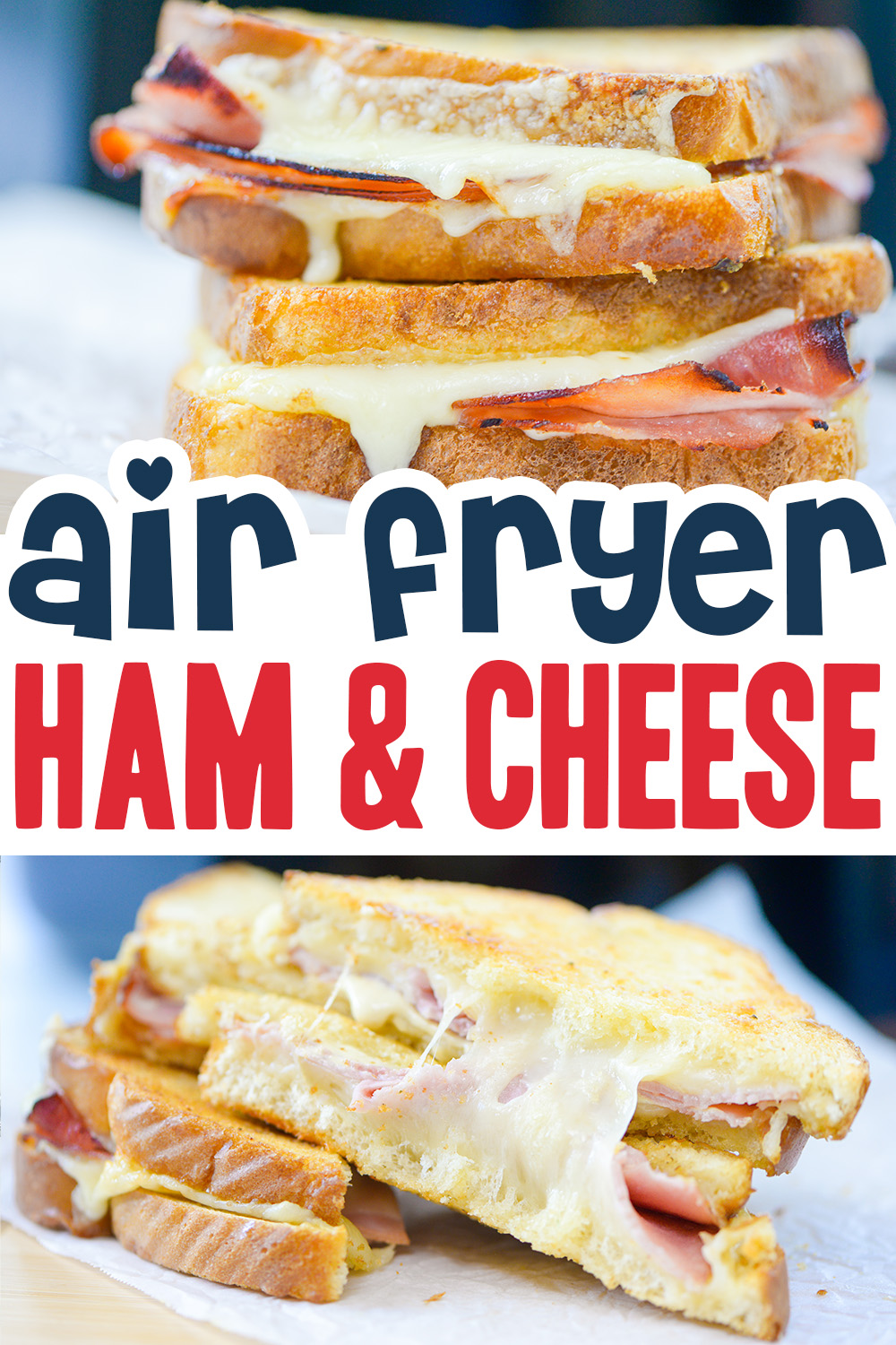 This Air Fryer Hot Ham and Cheese Sandwich is crispy and buttery on the outside and loaded with melty cheese, deli ham, and a creamy sauce on the inside! This sandwich makes the perfect lunch.