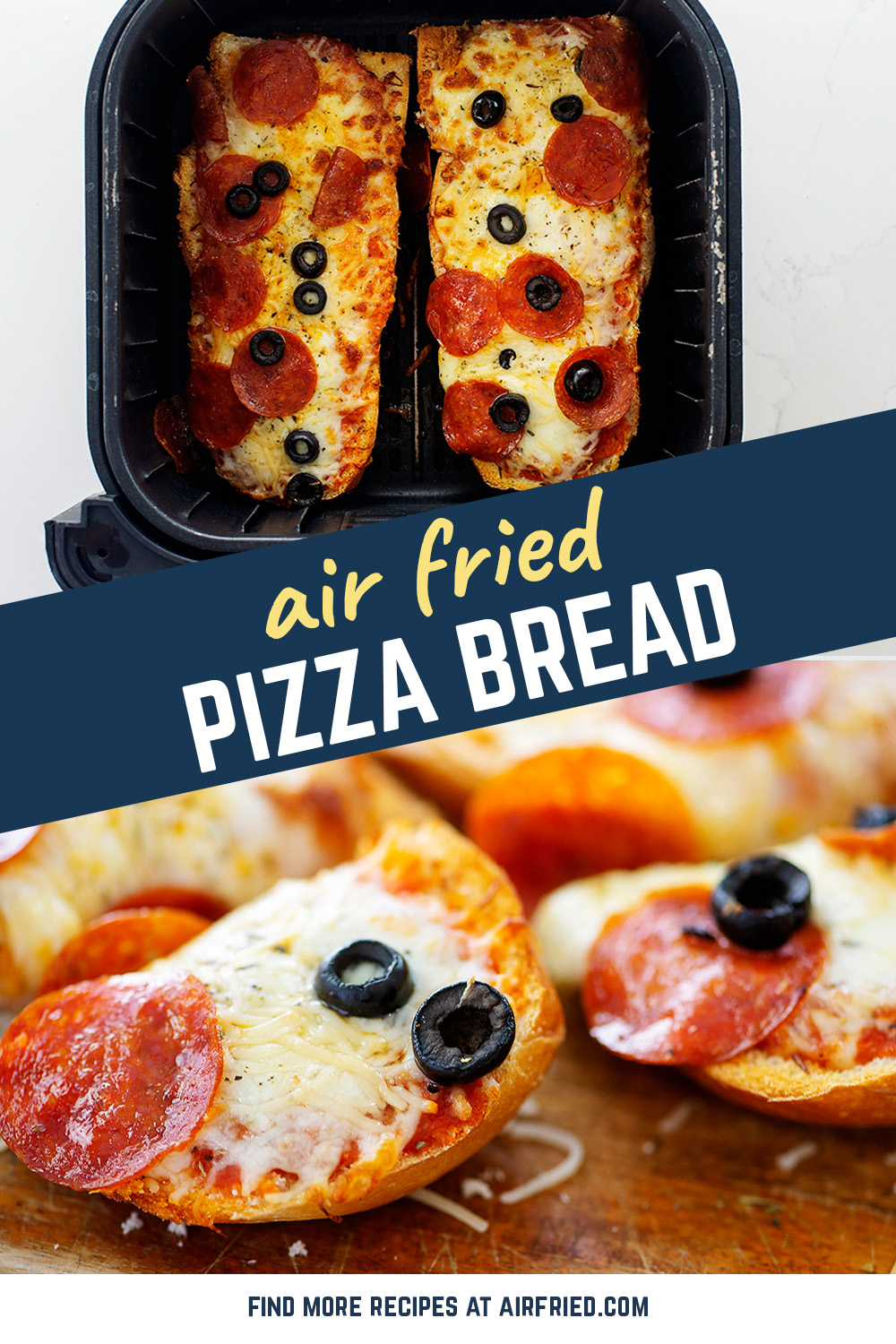 This air fryer pizza bread recipe gives you a crisp crust, fluffy center, and the perfect amount of toppings!