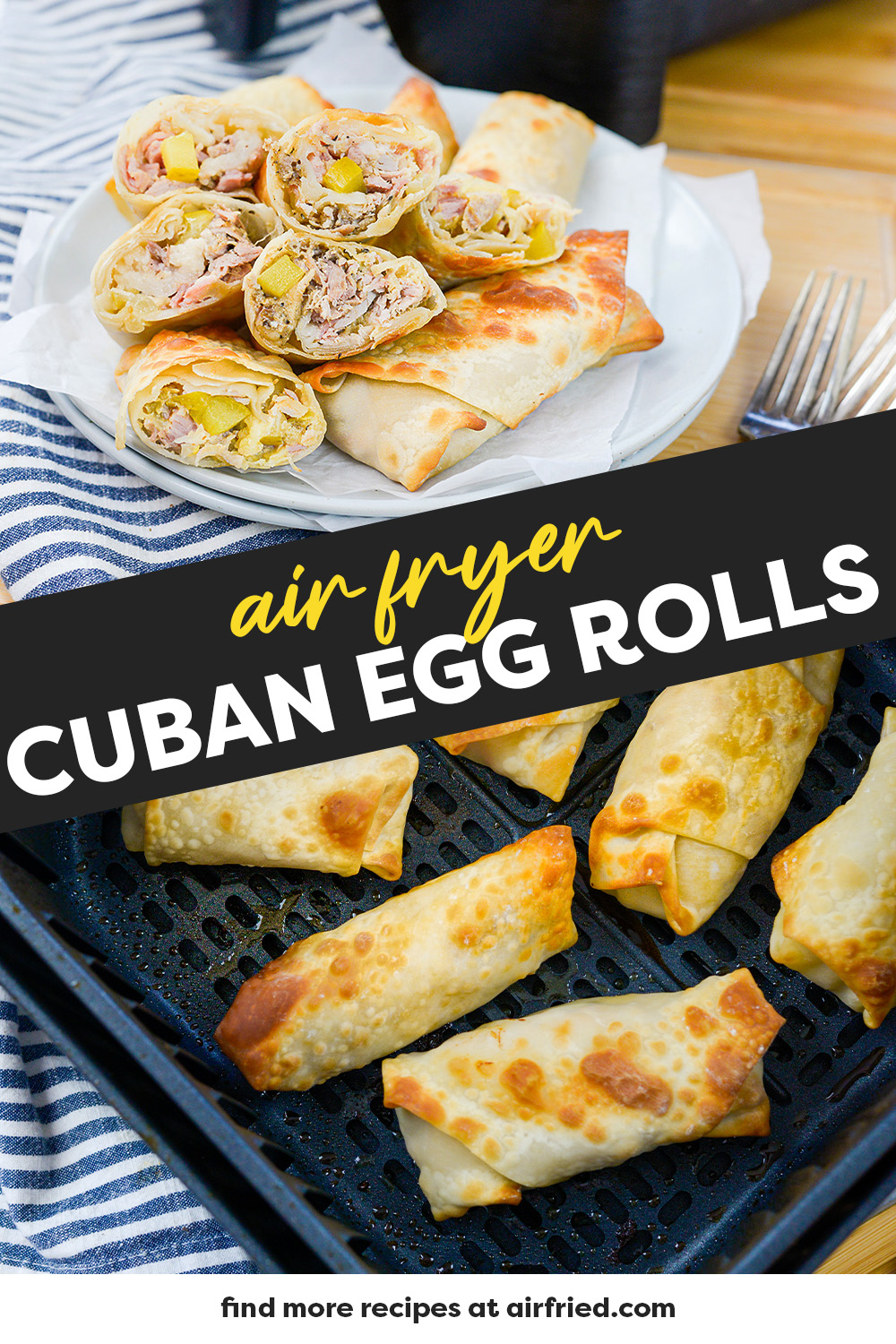 These crispy Cuban egg rolls are super easy to make in the air fryer!
