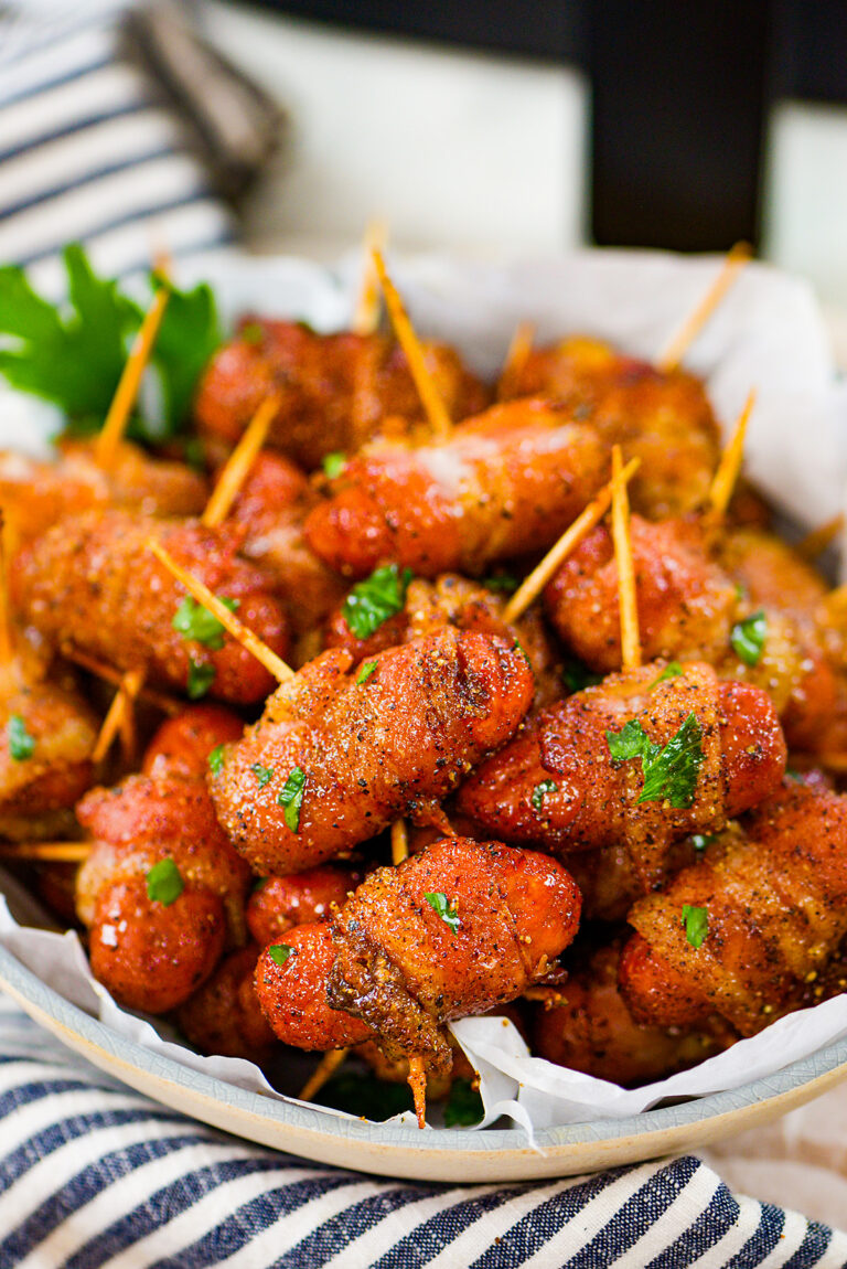 Bacon Wrapped Lil Smokies in the Air Fryer