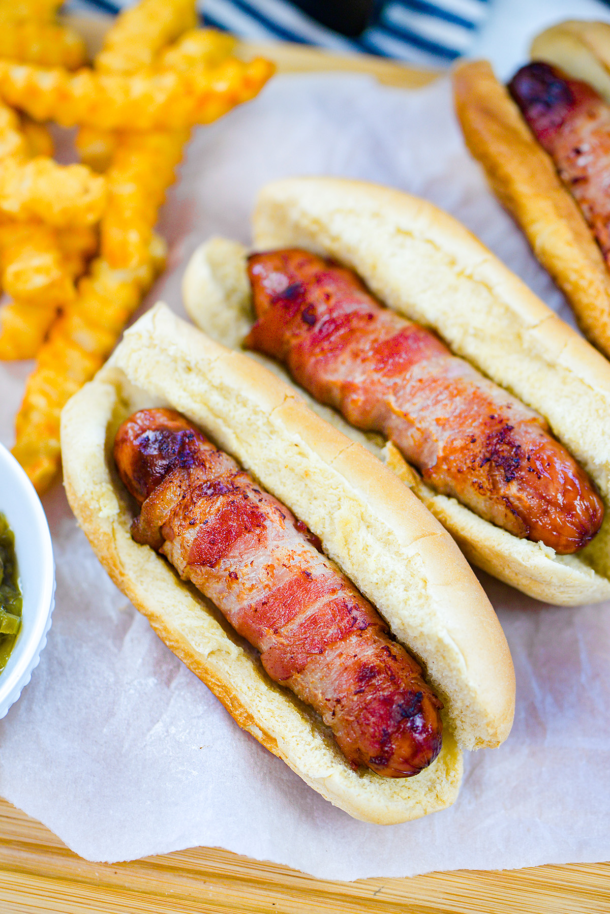 Air Fryer Bacon Wrapped Hot Dogs AirFried