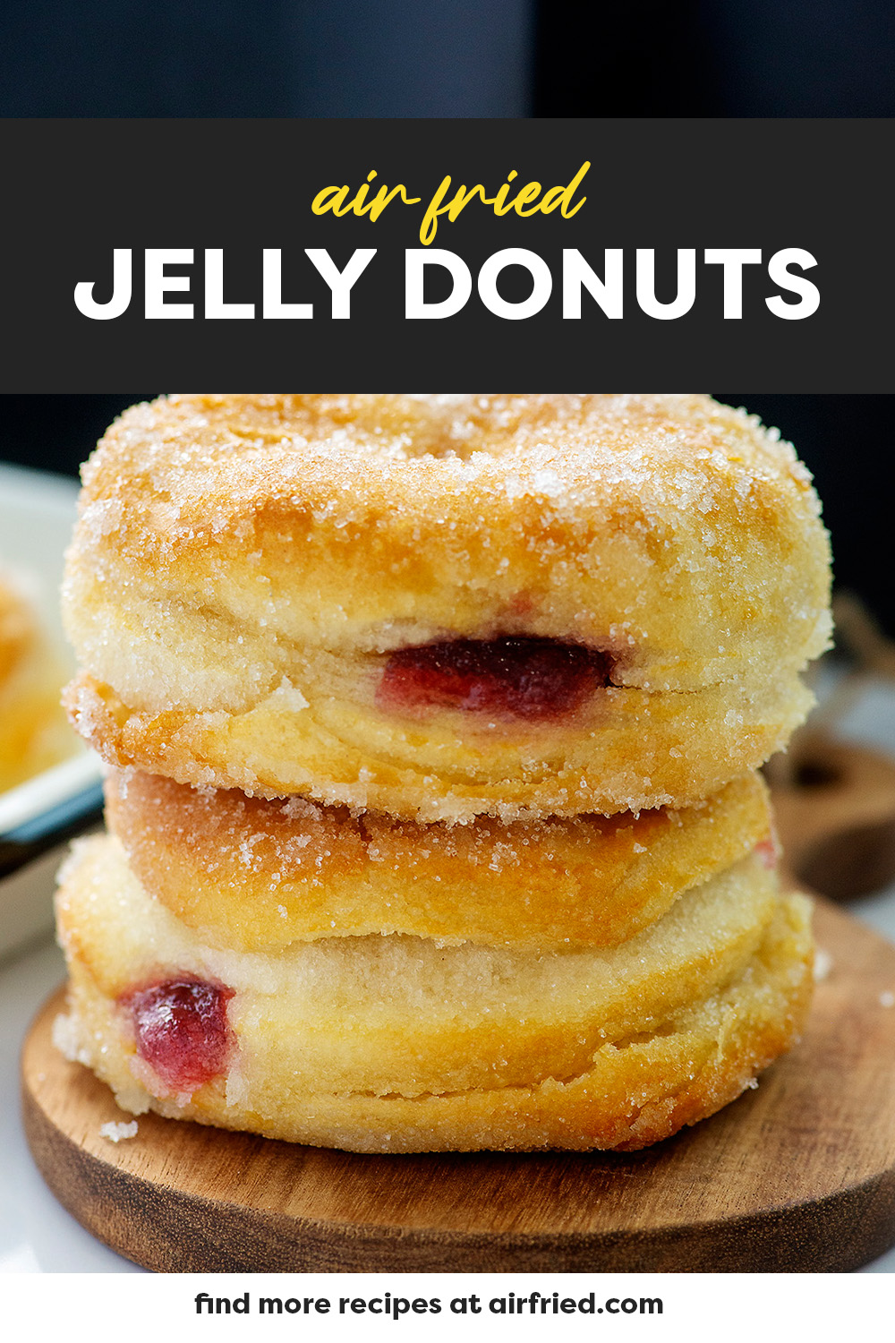 Making air fryer jelly donuts at home is so easy, with just 4 ingredients! These take less time than hitting up the local donut shop and they turn out so warm and fluffy, filled with raspberry jelly, and tossed in sugar!