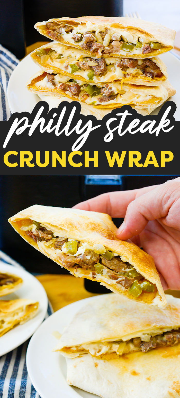 These Philly cheesesteak crunch wraps are made in the air fryer!  This keeps the recipe simple, and the taste amazing!
