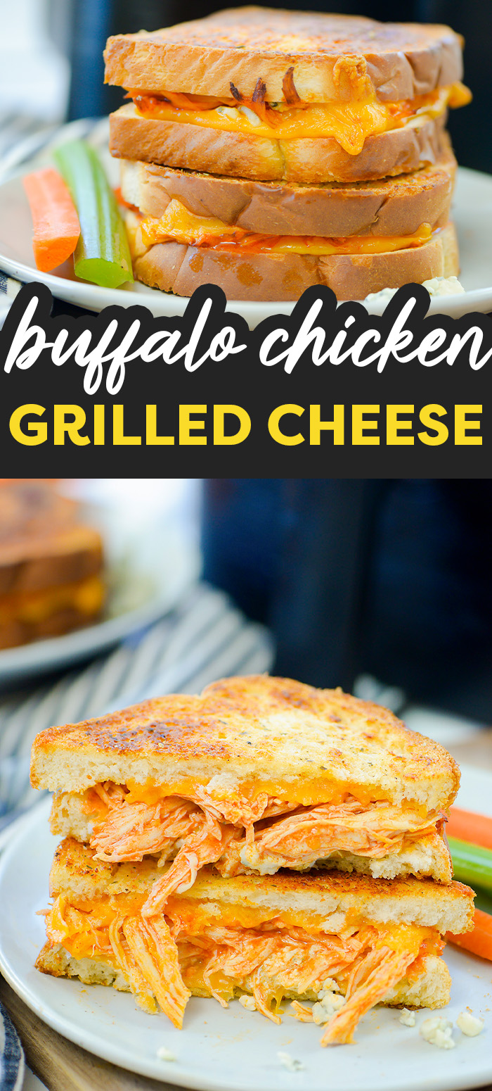 This buffalo chciken grilled cheese is a perfect blend of spice, chicken, and cheese on a sandwich!  You have to try this buffalo chicken grilled cheese recipe in your air fryer!