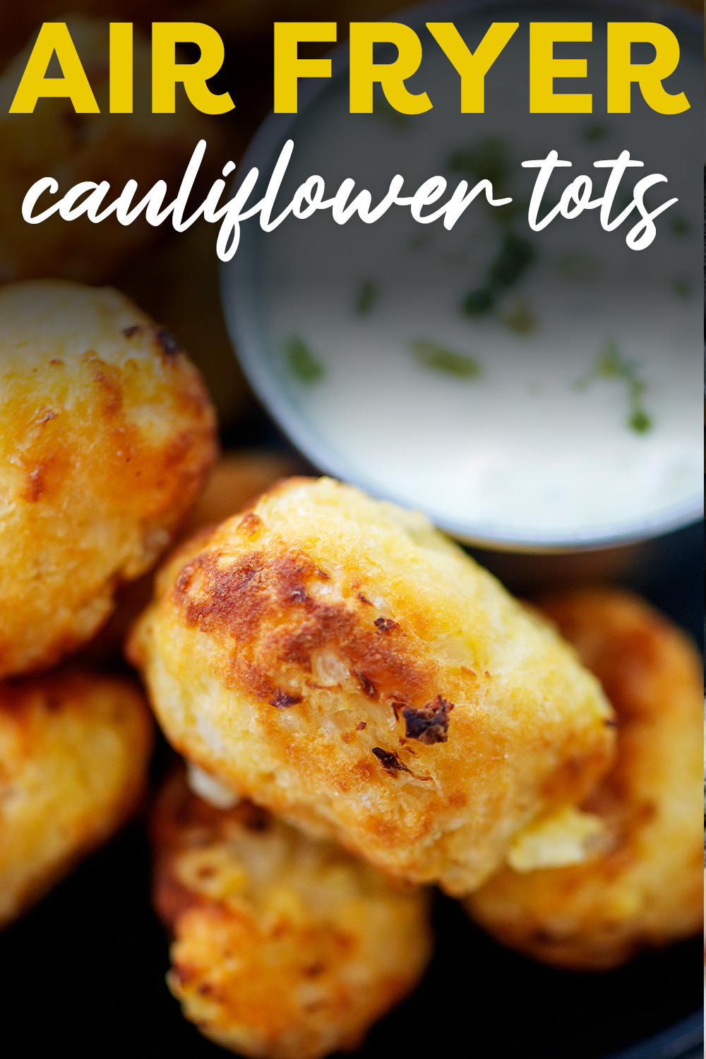 Cauliflower tots are a low carb version of our favorite childhood side dish!  They are simple to make in the air fryer and come out plenty crispy!