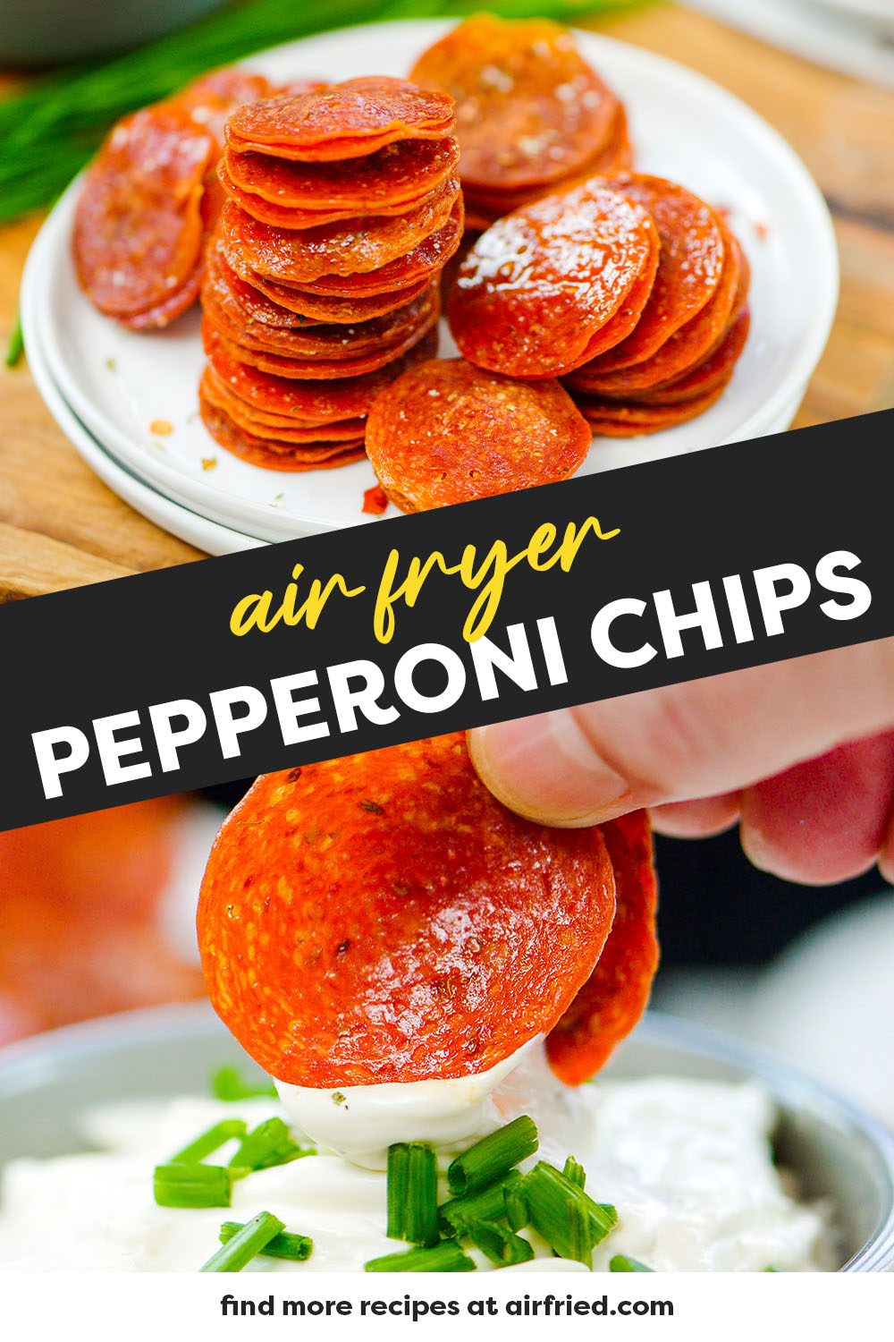 Crisp pepperoni chips are full of flavor!  And making air fryer pepperoni chips hangs onto all the flavor with ease!
