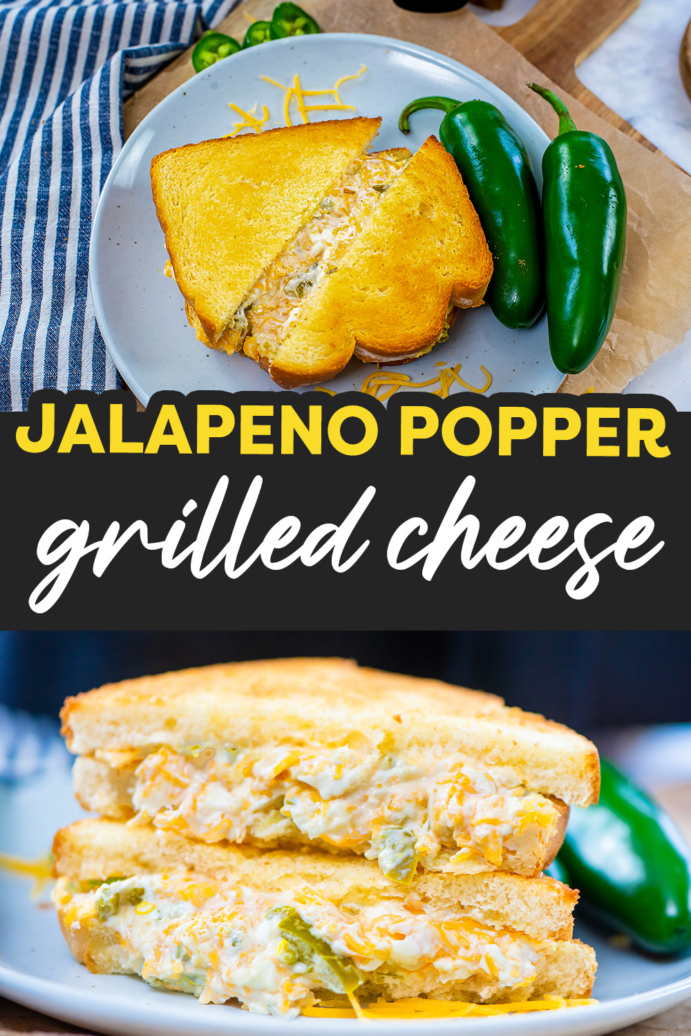 These jalapeno popper grilled cheese have a sweet spice to the them!  Great hack for the traditonal grilled cheese!