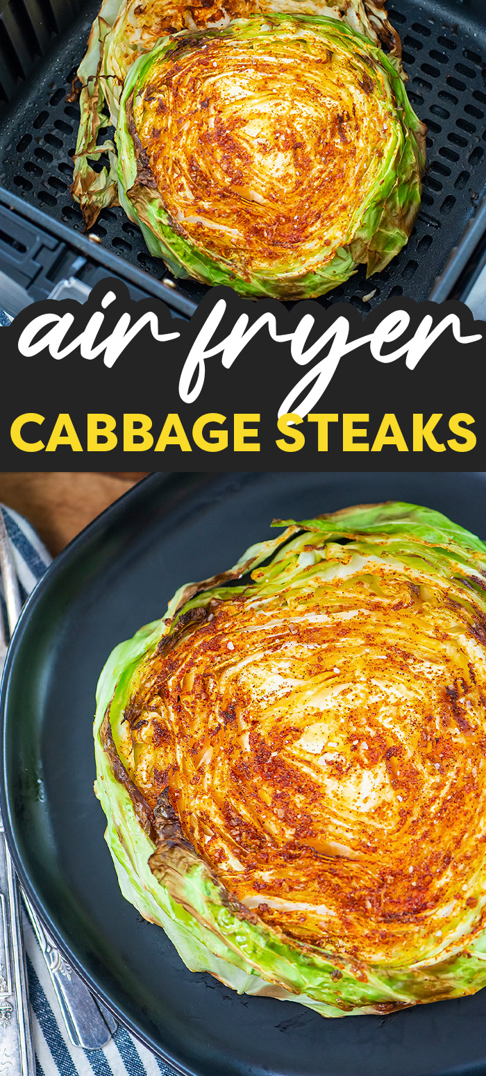 These air fryer cabbage steaks are a savory treat!  Use them as a side dish or even a main course for a light lunch!
