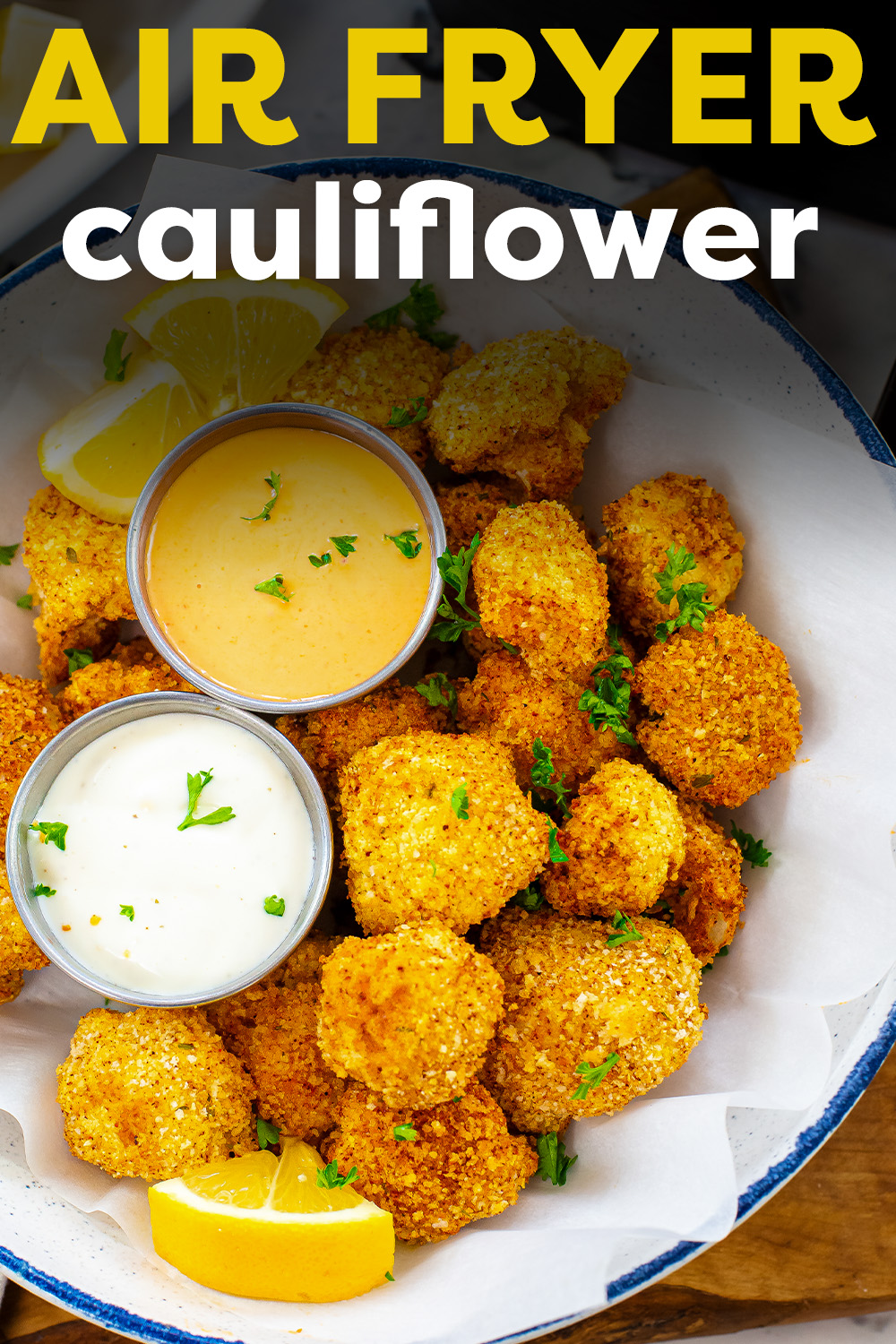 Our Air Fryer Breaded Cauliflower is coated with a simple, flavorful panko mixture, tossed in the air fryer, and cooked until crispy. Serve with your favorite dip and enjoy!