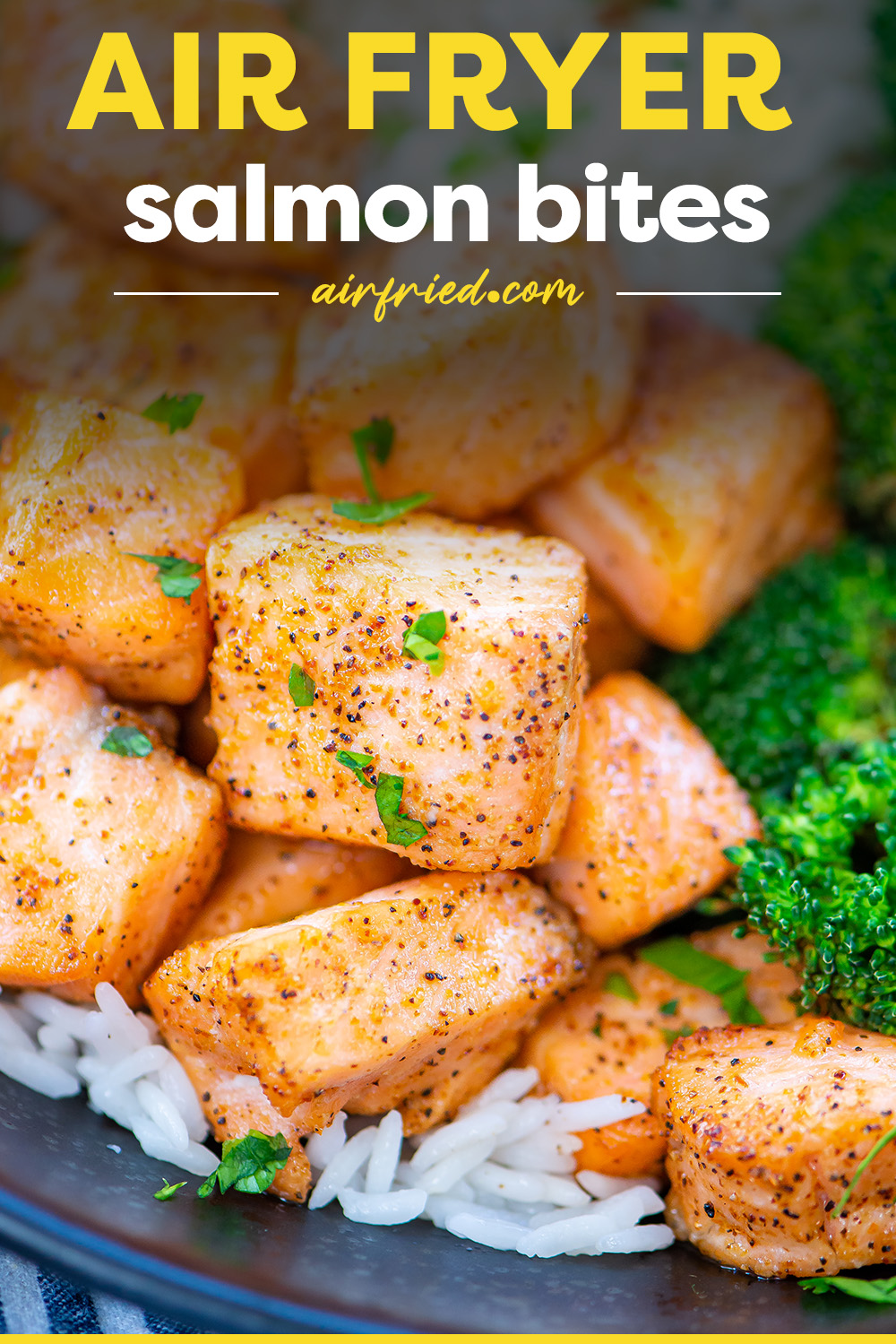 These air fryer cajun salmon bites are simple to make and make a fantastic appetizer or main dish for a dinner!