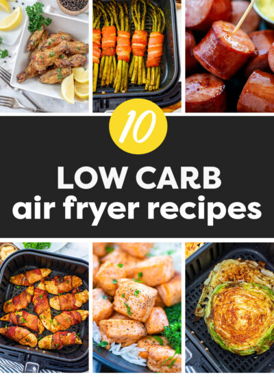 Collage of low carb air fryer recipes.