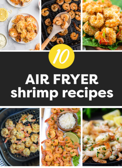 Collage of air fryer shrimp recipes.