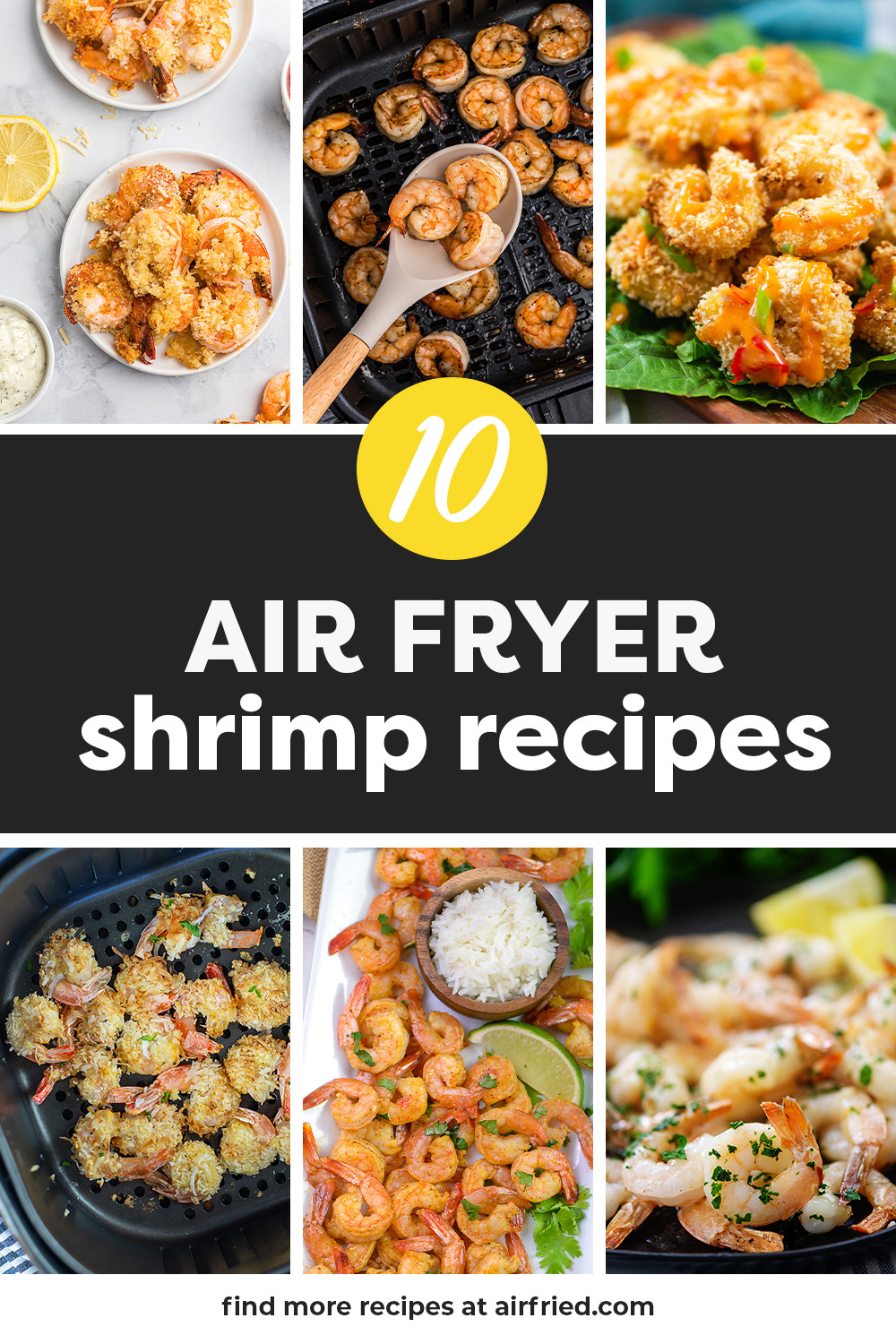 Collage of air fryer shrimp recipes.