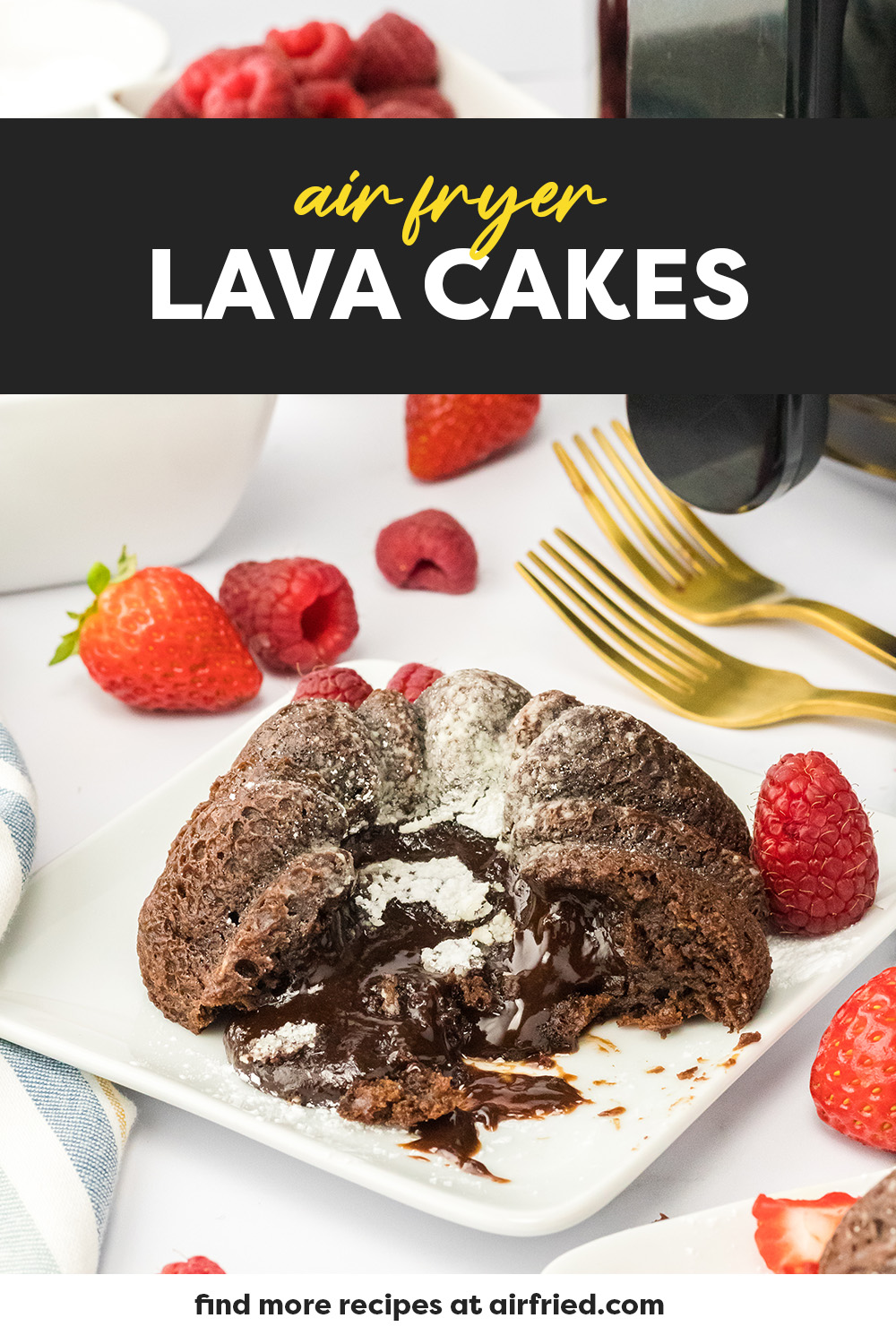 These air fried lava cakes are simple perfection!  This is a go-to desert on my next date night!

