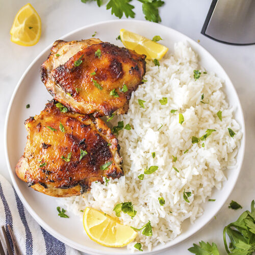 Air Fryer Lemon Garlic Chicken Thighs | AirFried.com