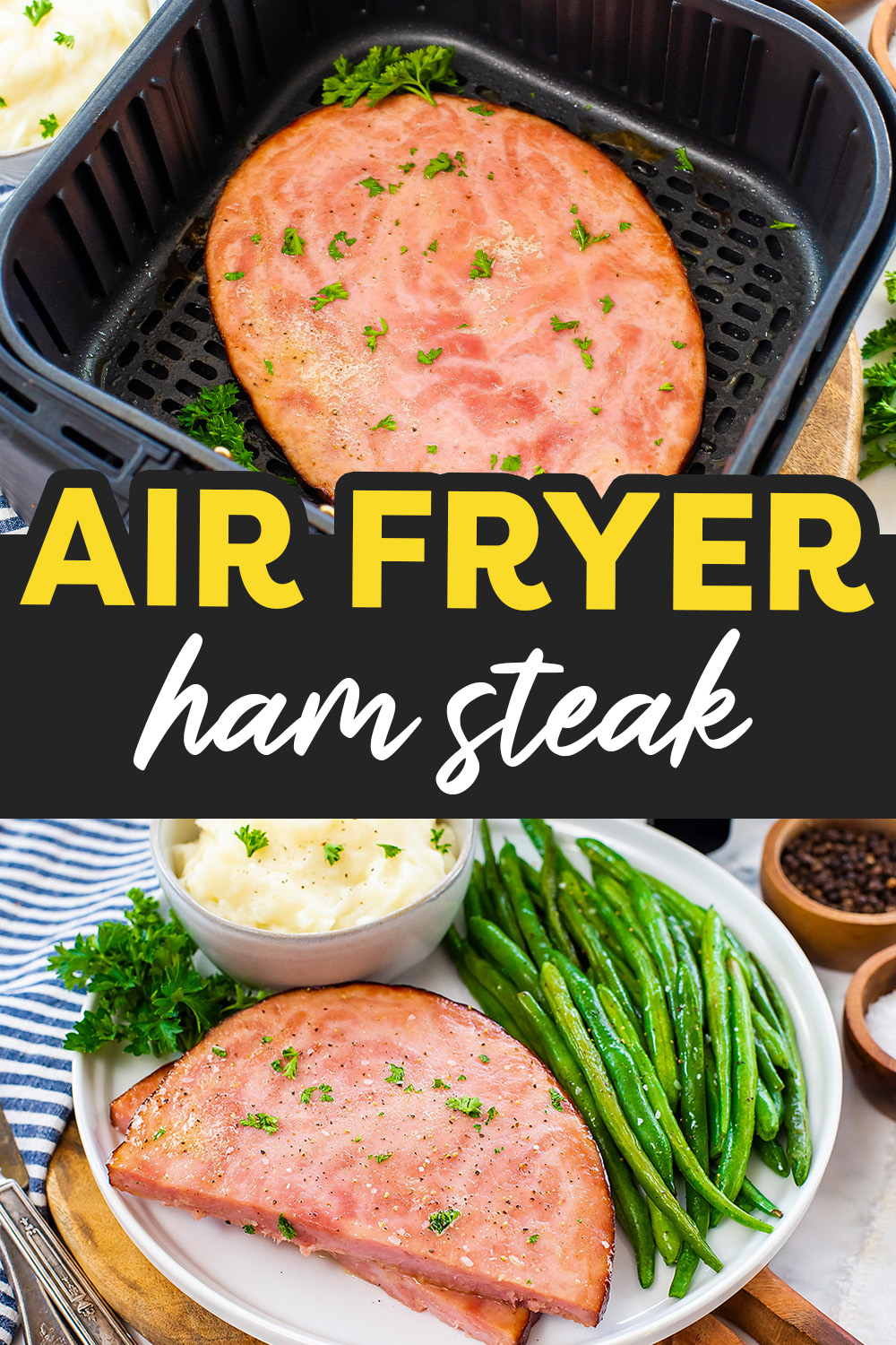 These ham steaks are magnificently seasoned and easy to make in the air fryer!  Great for dinner or any work week lunch!