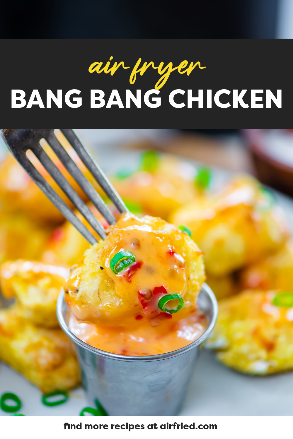 Bang bang chicken getting dipped.