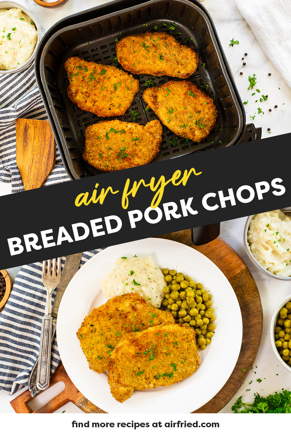These breaded pork chops have a tender center surrounded by a wonderfully crisp breading!