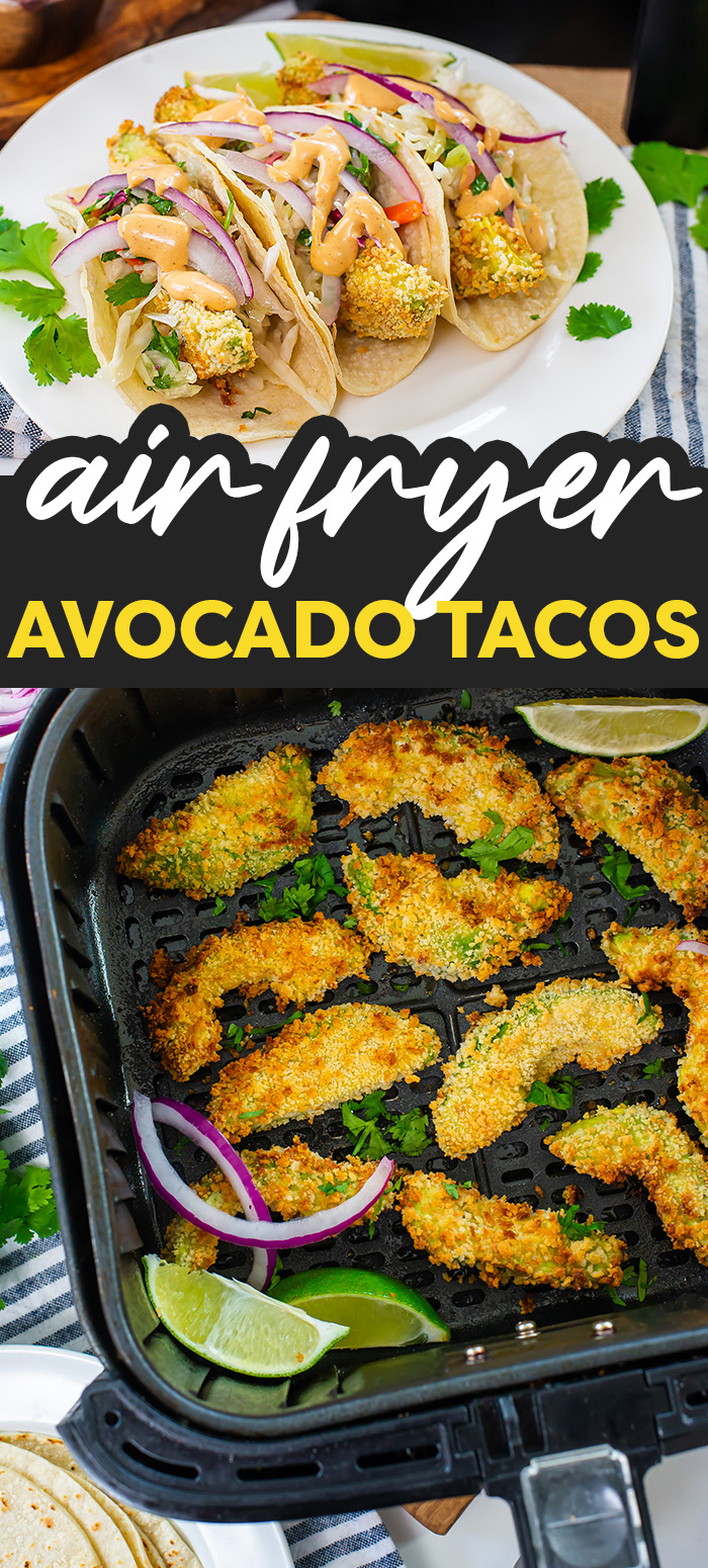 These air fryer avocado tacos are a great vegetarian taco option that provides a great texture and taste to your taco!