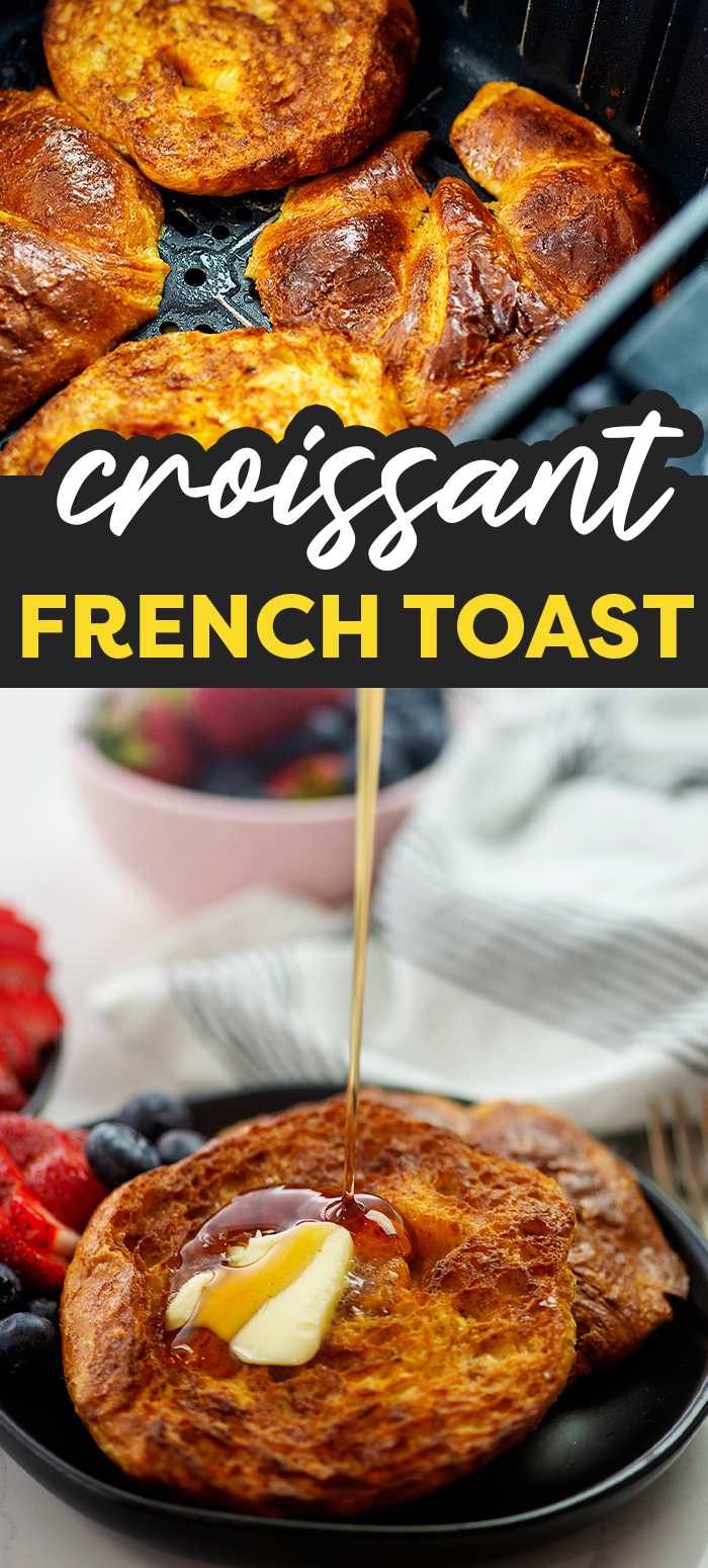 This super fluffy French toast is made with croissants!  The result is a wonderful blend of fluffy ness and crispness with a nice sweet flavor!