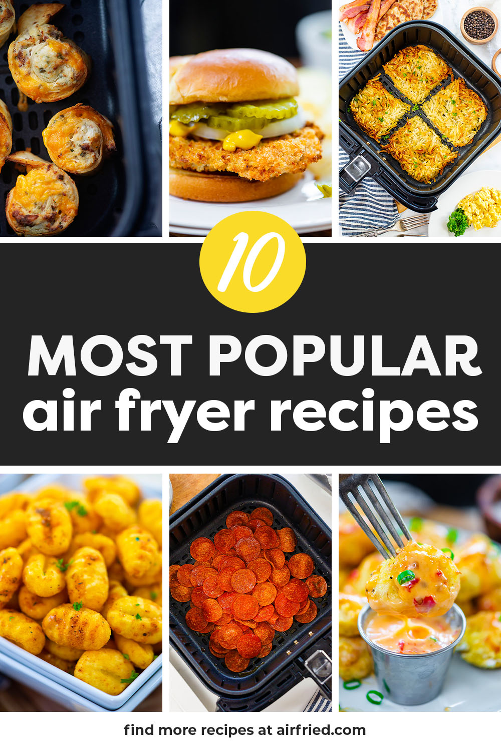 Collage of most popular air fryer recipes.