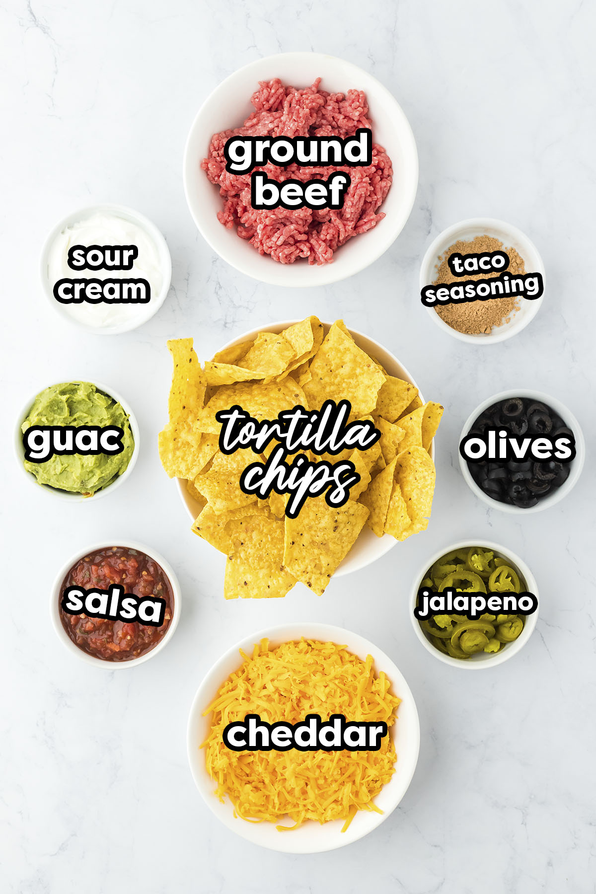 Ingredients for air fryer nachos.