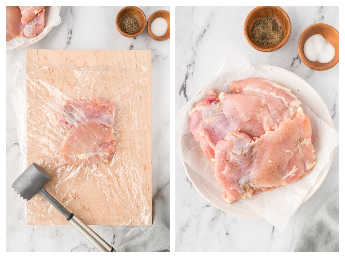 Chicken breast that has been beat thin.