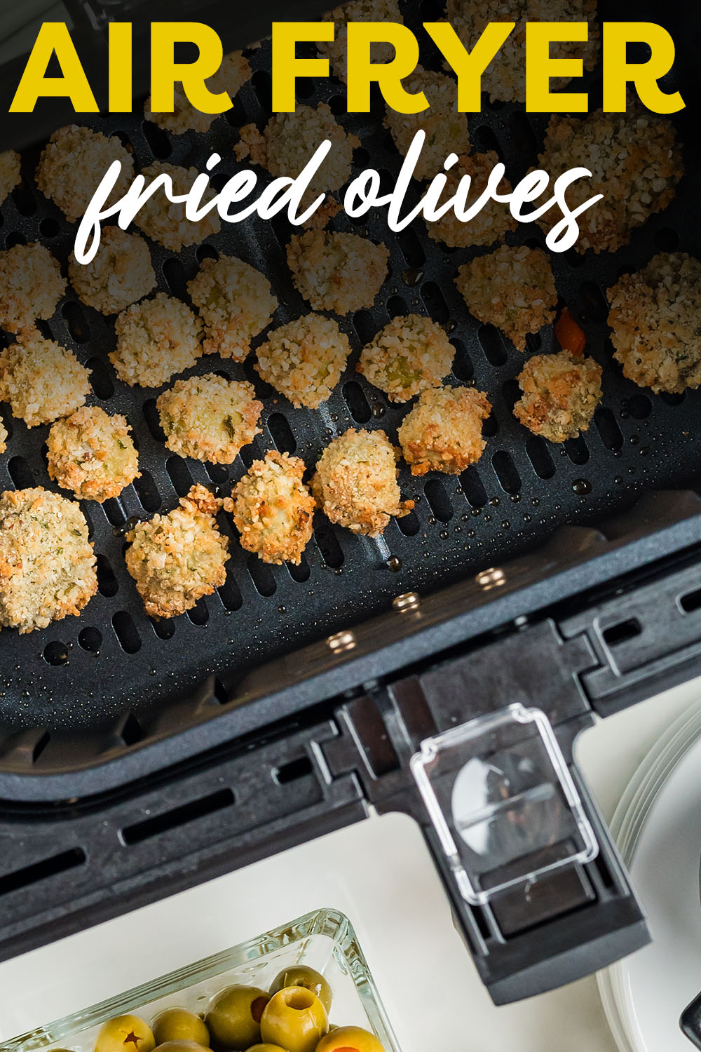 The best part of air fryer fried olives is their crispy coating combined with the flavorful filling of briny, salty olives., but keeping the clean up really easy!