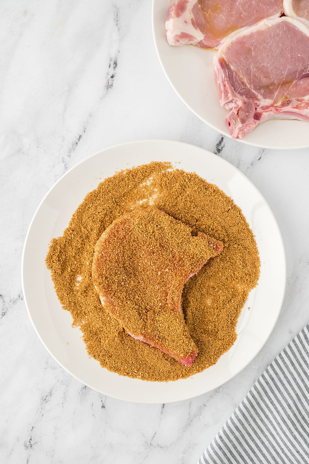 Pork chops in breading.