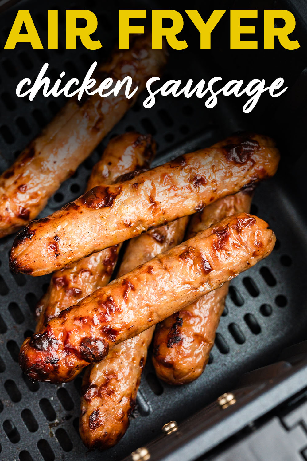 Making chicken sausage in the air fryer is so quick and easy. Serve these up with some veggies or stirred into mac and cheese for a quick meal that packs in protein. Ready in just 10 minutes.