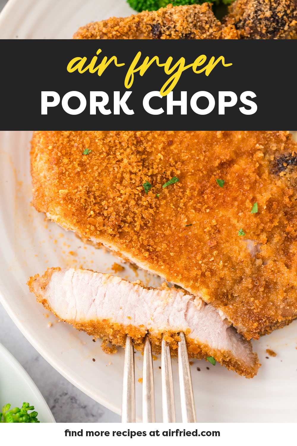 Shake and Bake Pork Chops in the air fryer make perfectly tender, crispy breaded pork chops quickly and efficiently! No need to heat up the oven for these air fryer shake and bake pork chops! 