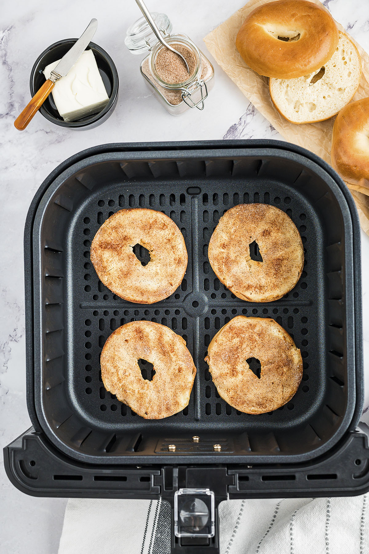 Bagels in air fryer.