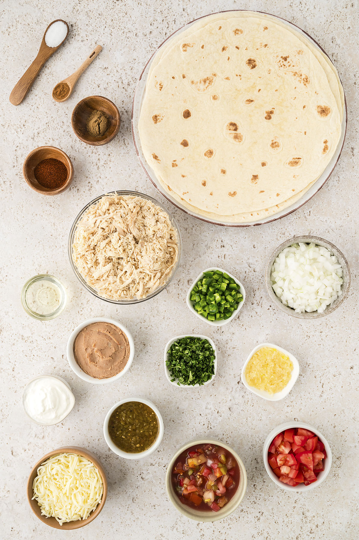 Ingredients for air fryer chimichanga recipe.