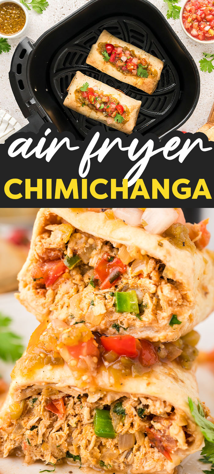 This Air Fryer Chimichanga recipe is the best way to make perfectly crispy homemade chicken chimichangas without all the mess of deep frying!