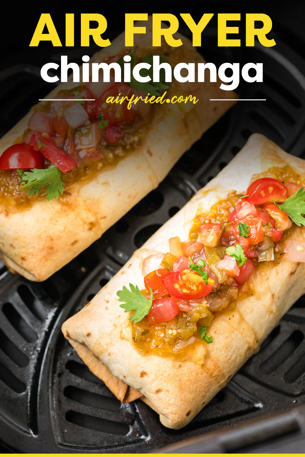 This Air Fryer Chimichanga recipe is the best way to make perfectly crispy homemade chicken chimichangas without all the mess of deep frying!