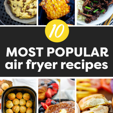 Collage of air fryer recipe images.