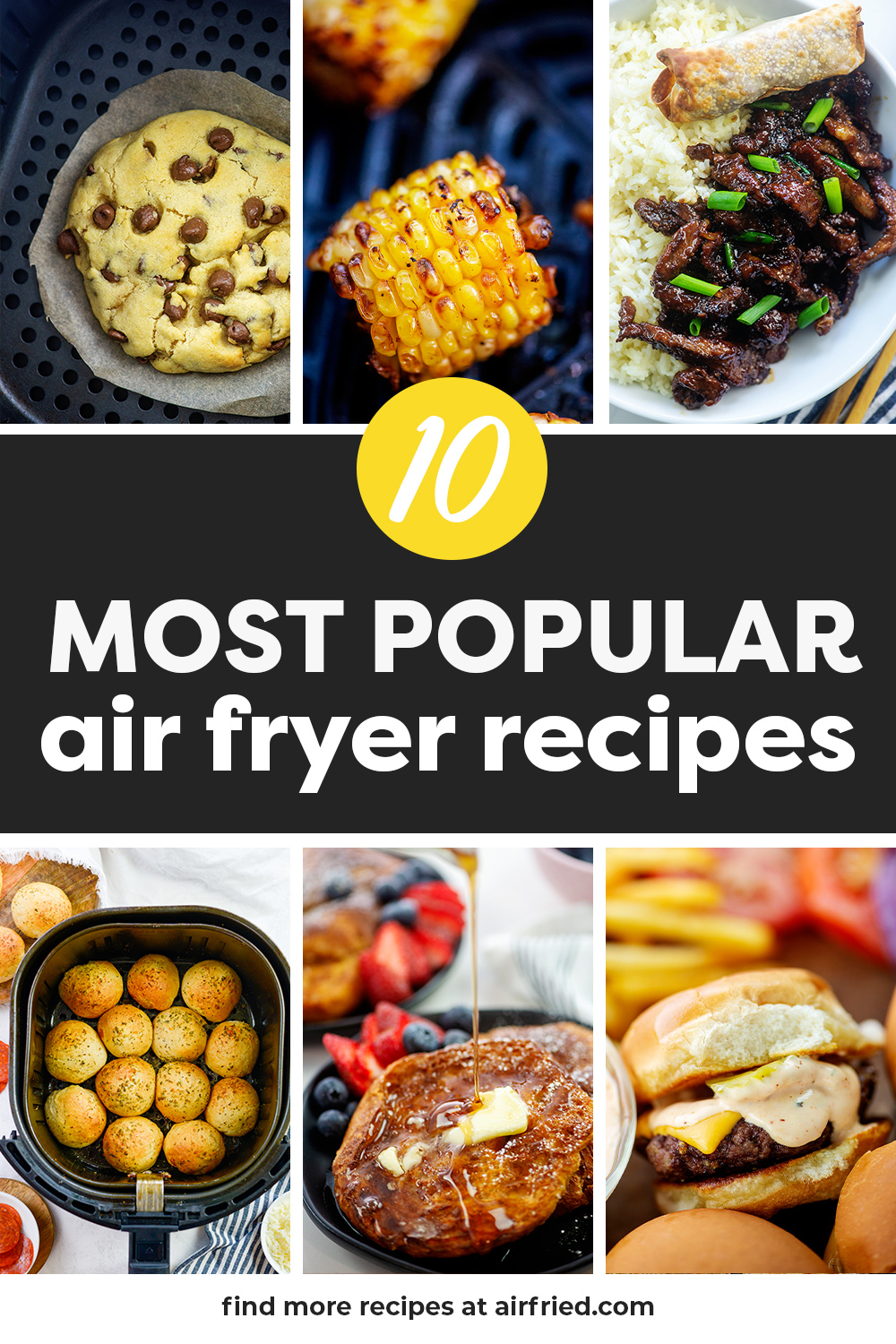 Collage of air fryer recipe images.