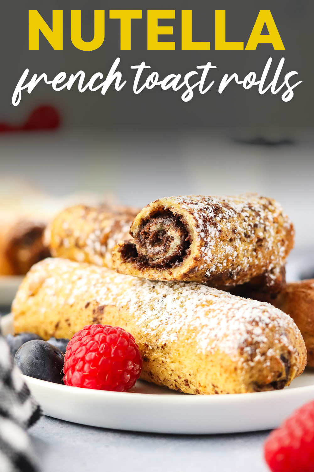 These French Toast Roll Ups are filled with Nutella for the ultimate sweet breakfast treat. Rolled up so you can eat them with your hands or a fork and made in the air fryer to keep breakfast quick and easy! 