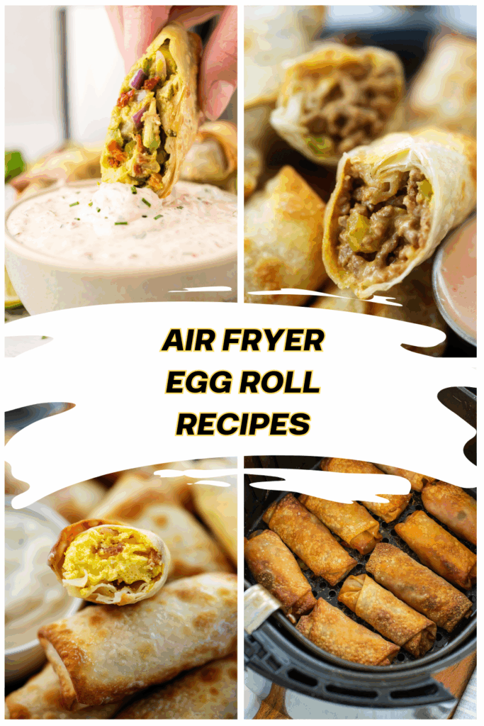 Collage of egg roll images.