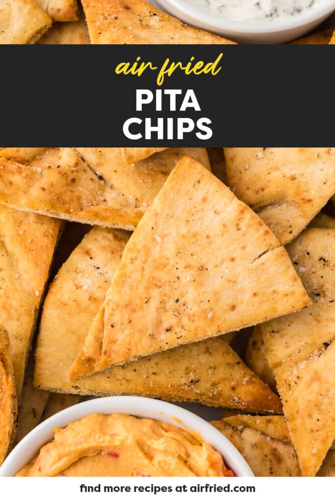 A close-up of a stack of air-fried pita chips piled on top of one another.