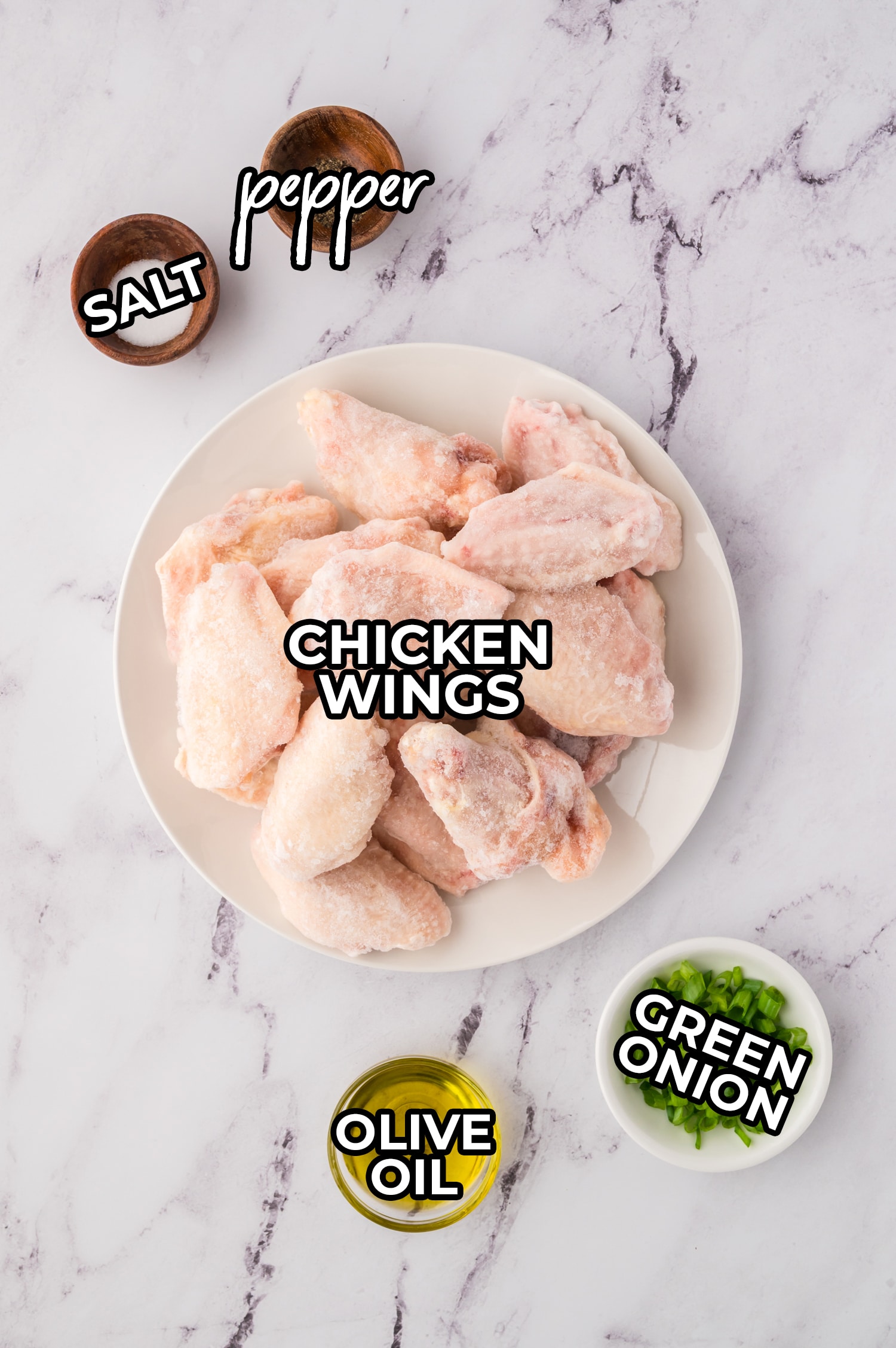 Ingredients for air fryer chicken wings.